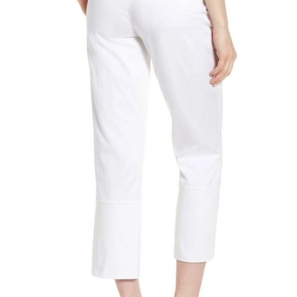 LEWIT L30725 Women's White Button Detail Cotton Stretch Crop Pants Size - Picture 3 of 9